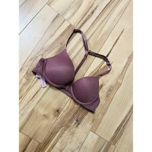 Victoria's Secret Push Up Bra 32AA Front Close Underwire Lined T Back Purple
